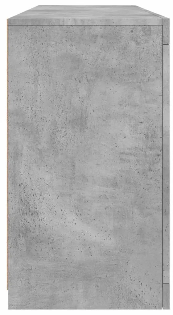 betonszürke tálalószekrény LED-világítással 163 x 37 x 67 cm