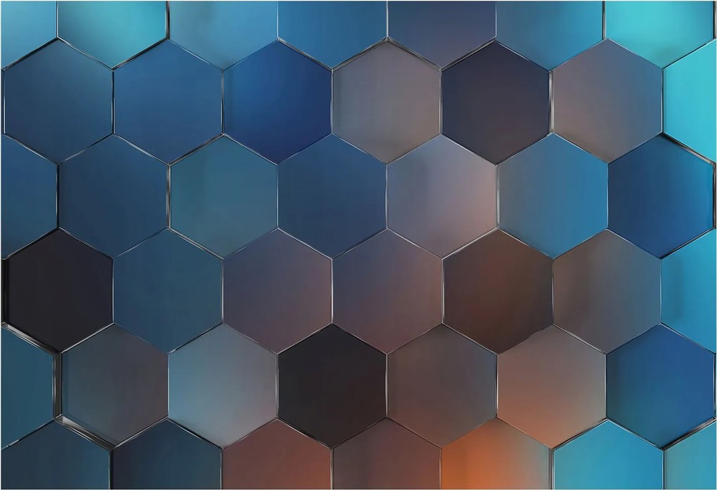 Fotótapéta Flizelina Dekoratív az irodába Kék hexagonok 152x104 Ragasztó