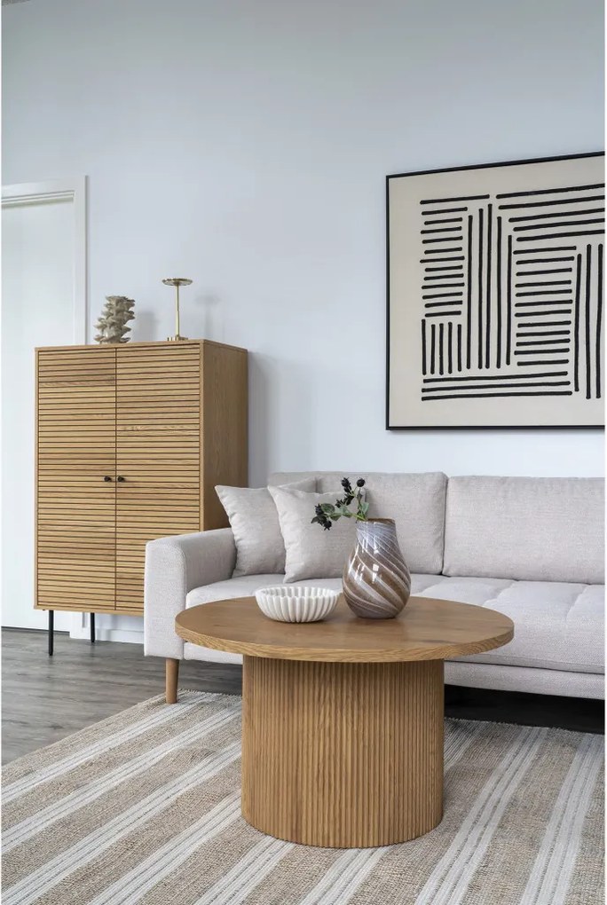 Dohányzóasztal, kerek, natúr 80 cm átmérő, 45 cm magas