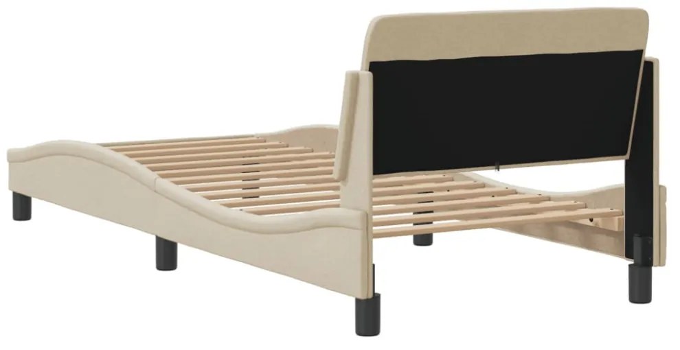 krémszínű szövet ágykeret fejtámlával matrac nélkül 90x200 cm