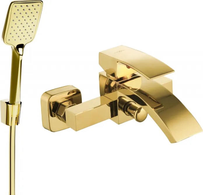 Mexen Libra R62 kádtöltő csaptelep zuhanyszettel, arany - 74513R62-50