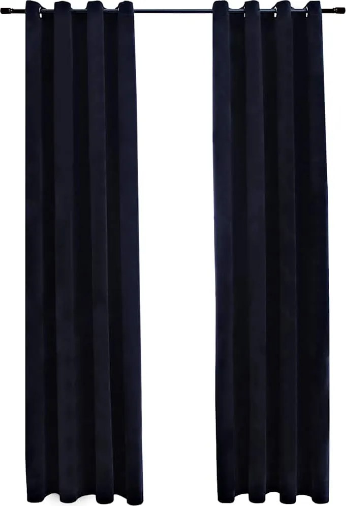 vidaXL 2 db fekete bársony sötétítőfüggöny gyűrűkkel 140 x 245 cm