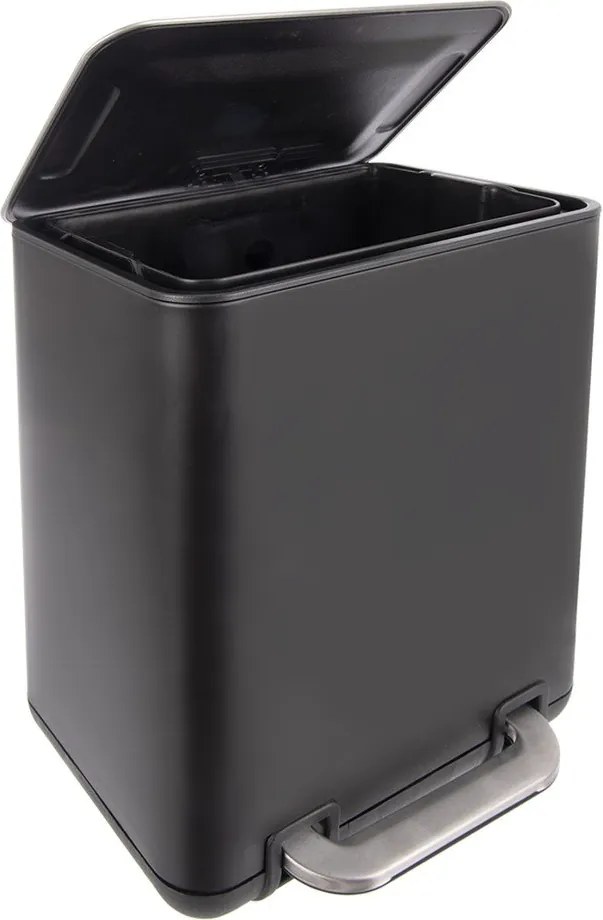 Fekete rozsdamentes acél pedálos szemetes 20 l Black – Orion