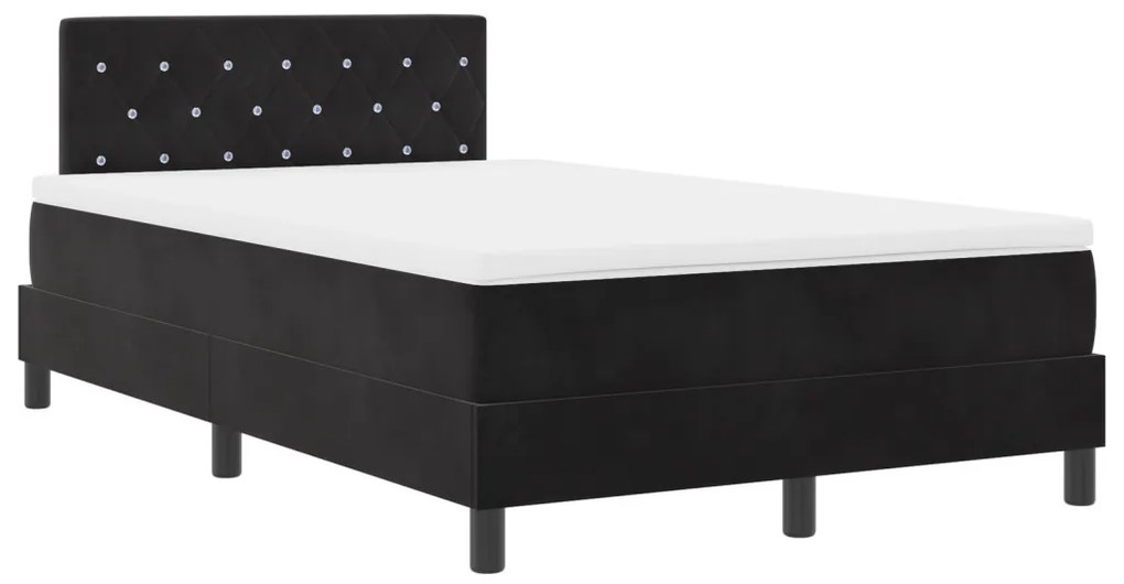 Boxspring ágy matraccal Fekete Kicsi dupla Bársony