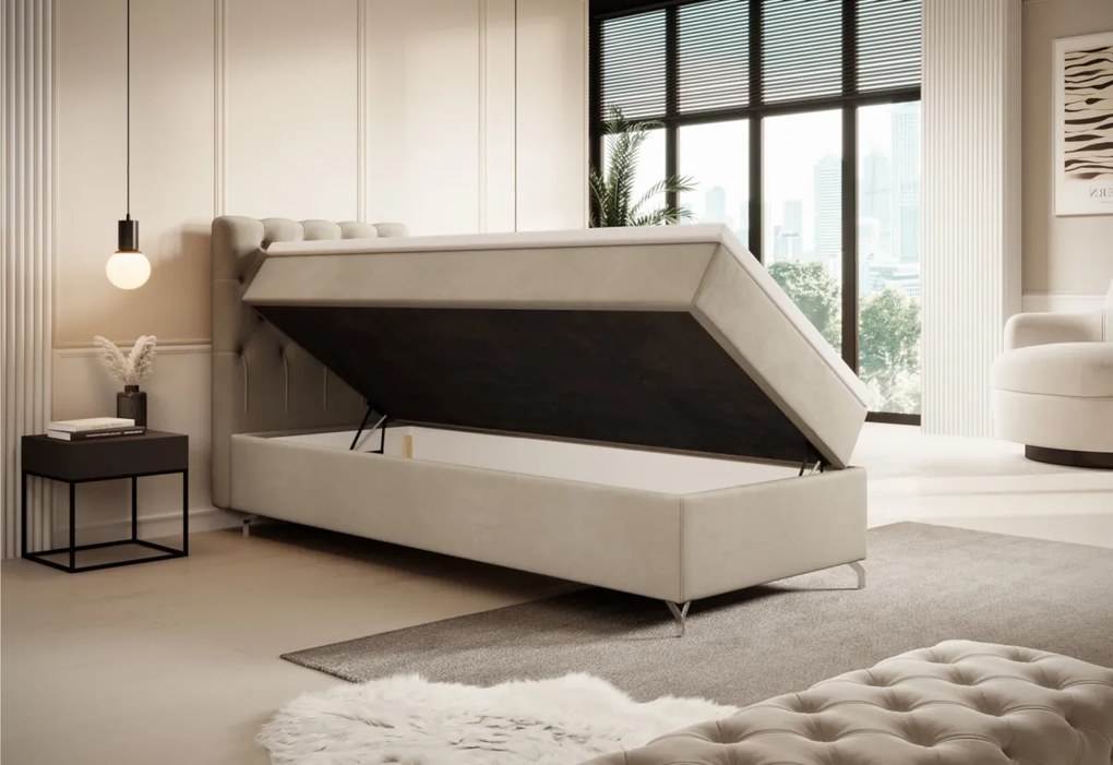 FESTER kárpitozott boxspring ágy, 90x200, Monolith 15, jobb