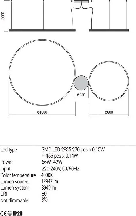 REDO 01-1966-TRIAC ORBIT Modern Led Függesztett Lámpa LED IP20