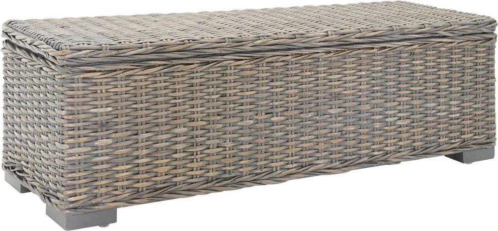 vidaXL szürke natúr kubu rattan és tömör mahagóni fa tárolódoboz 110 cm