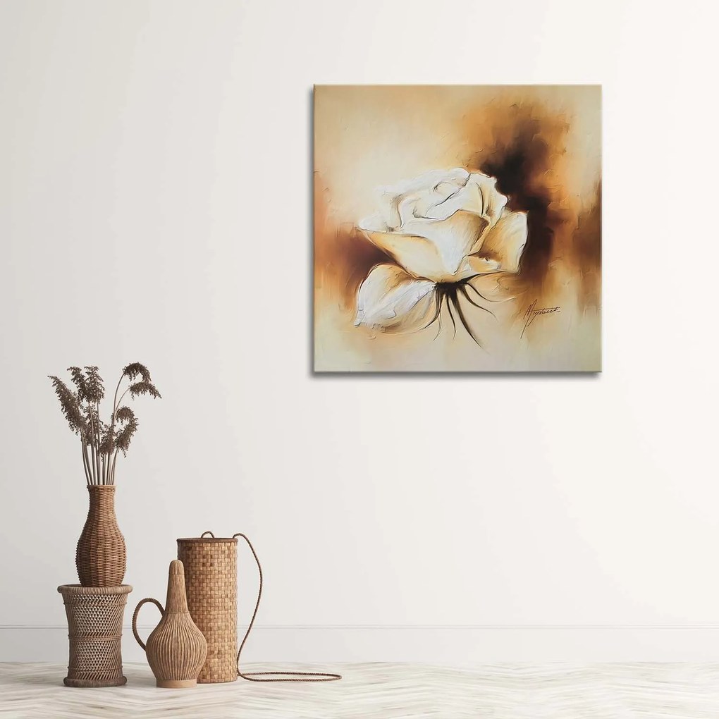 Gario Vászonkép Mint egy kézzel festett fehér rózsa Méret: 40 x 40 cm