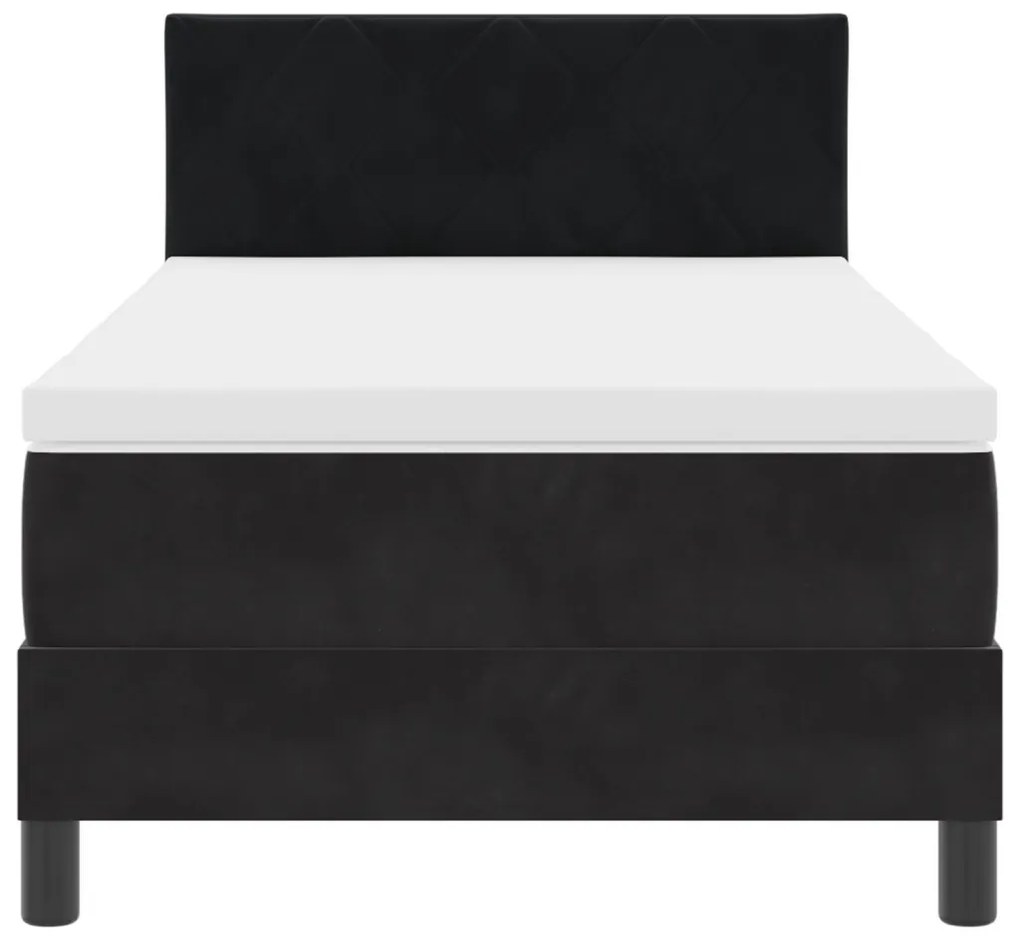 Boxspring Ágy Matraccal és LED Fekete 90x200 cm Bársony