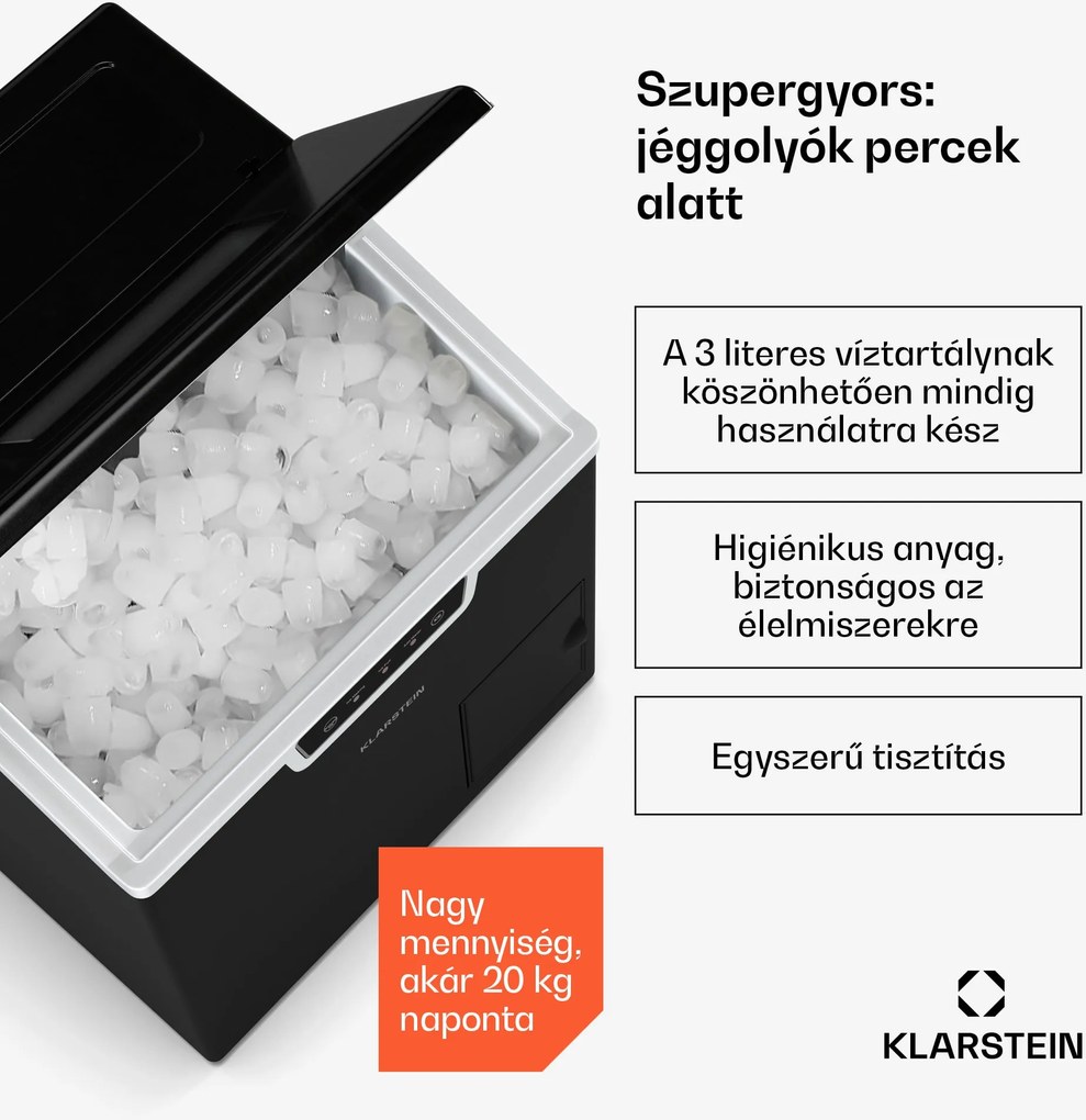 Klarstein Icefestival Bullet ipari jégkocka készítő, 400W, 3 liter, 20kg/24ó