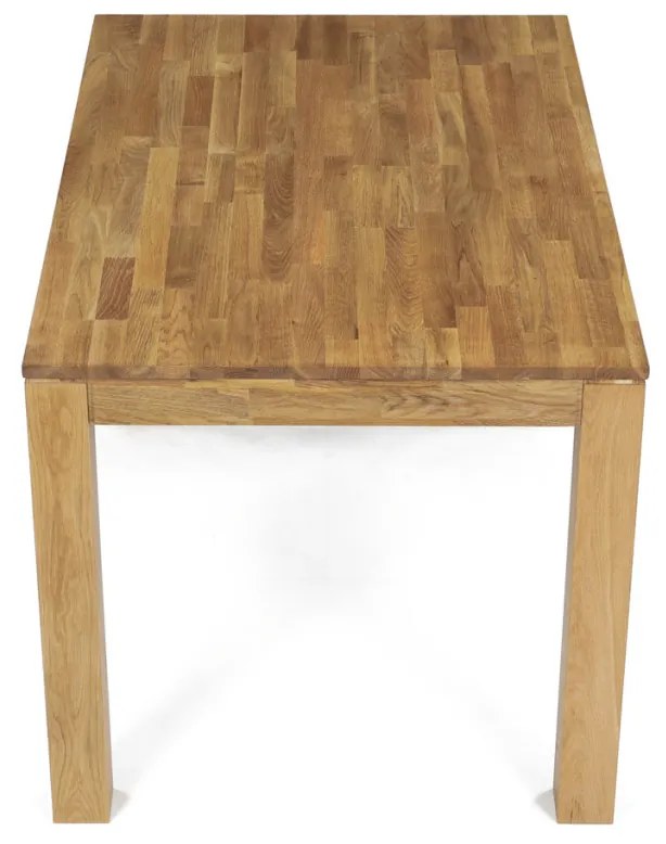 Étkezőasztal 120x80x75 cm, tömör fehér tölgy, olajos felületkezelés, 8x8 cm-es lábak