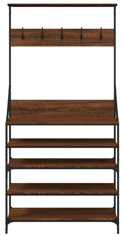 barna tölgy ruhafogas cipőpolccal 90x34x184 cm