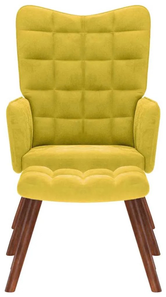 sárga bársony pihenőfotel zsámolynal