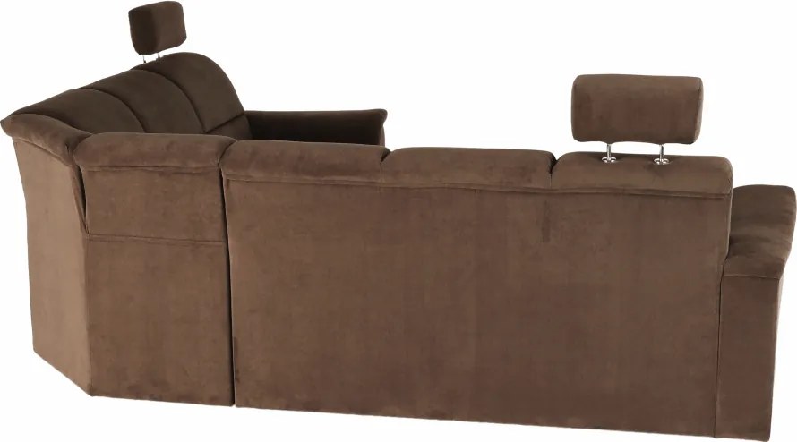 Kinyitható ülőgarnitúra, barna szövet, jobbos, SANTIAGO