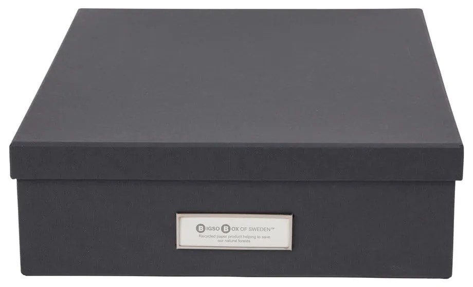 Oskar sötétszürke irattartó doboz címkével, A4 - Bigso Box of Sweden