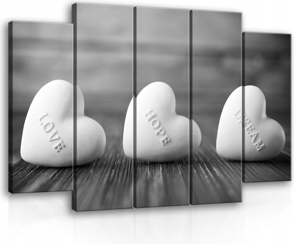Vászonkép 150x100 Szerelem Remény Álom szív szimbólumok fekete-fehér