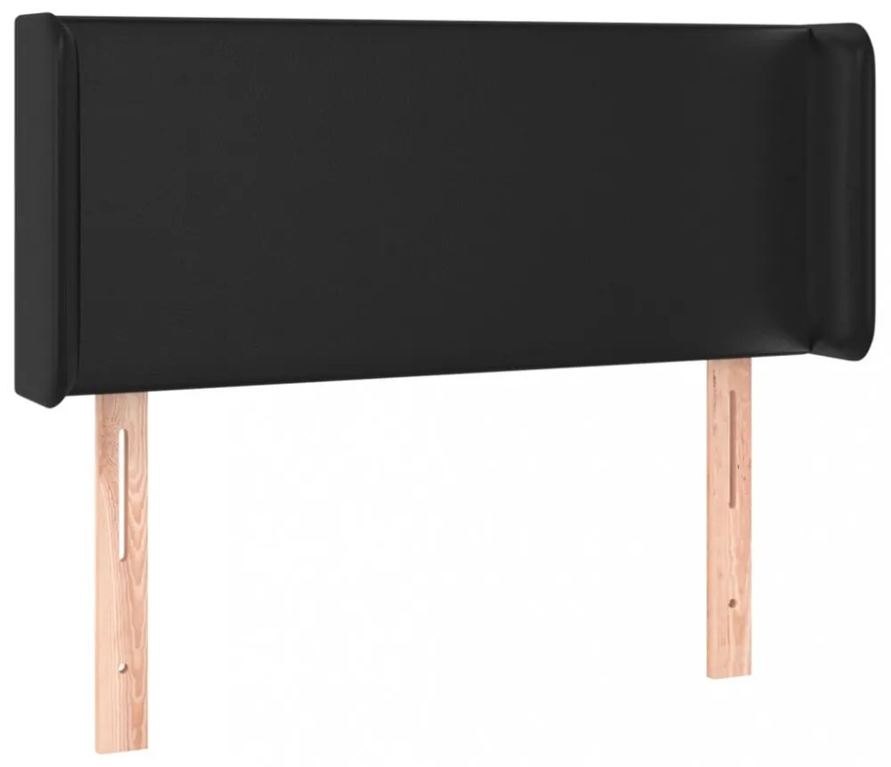 fekete műbőr szárnyas fejtámla 103x16x78/88 cm