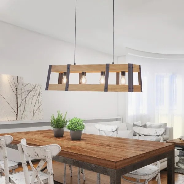 Leuchten Direkt 15721-79 - Csillár zsinóron CRATE 4xE27/60W/230V