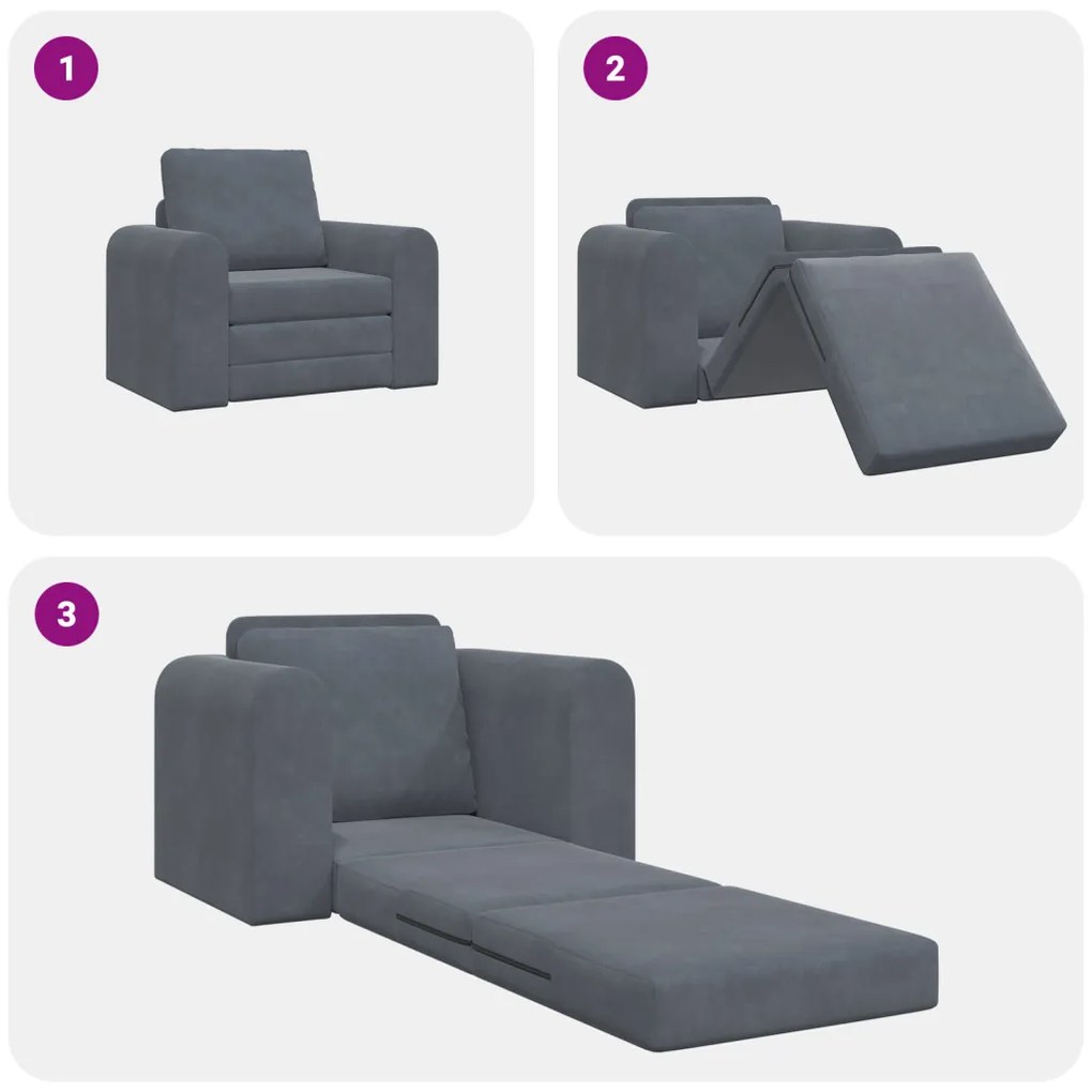 Földi Sofa Bed 2 az 1-ben Sötétszürke 98x71x83 cm Bútor