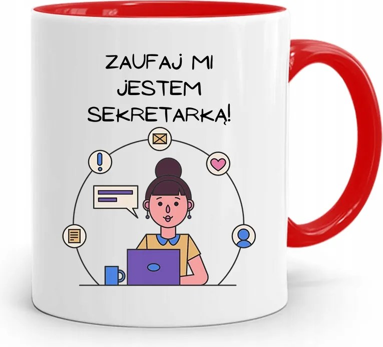 Piros Bögre Ajándék Titkárnőnek Bízz Bennem fényképes nyomattal