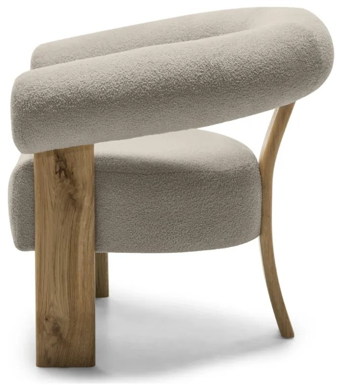 Bézs design fotel KOKEI, tölgy