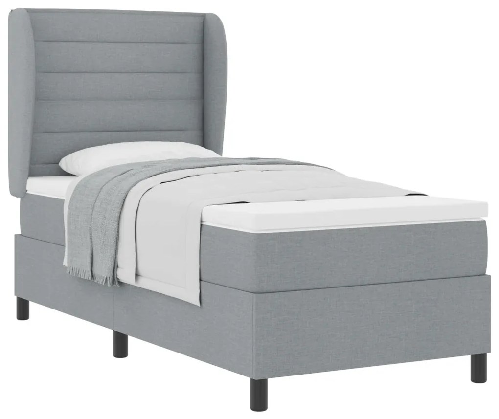 Boxspring Ágy Matrac Közepes Szürke színben, 80x200 cm, Szövet