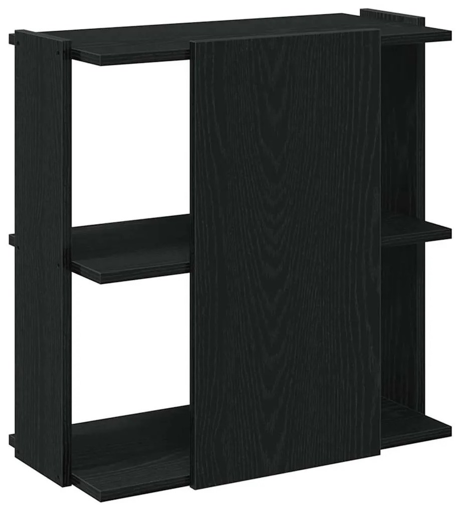 3 szintes fekete szerelt fa könyvespolc 60x30x60 cm