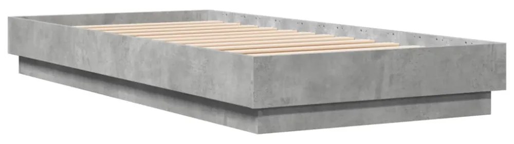 betonszürke ágykeret LED-világítással 100x200 cm