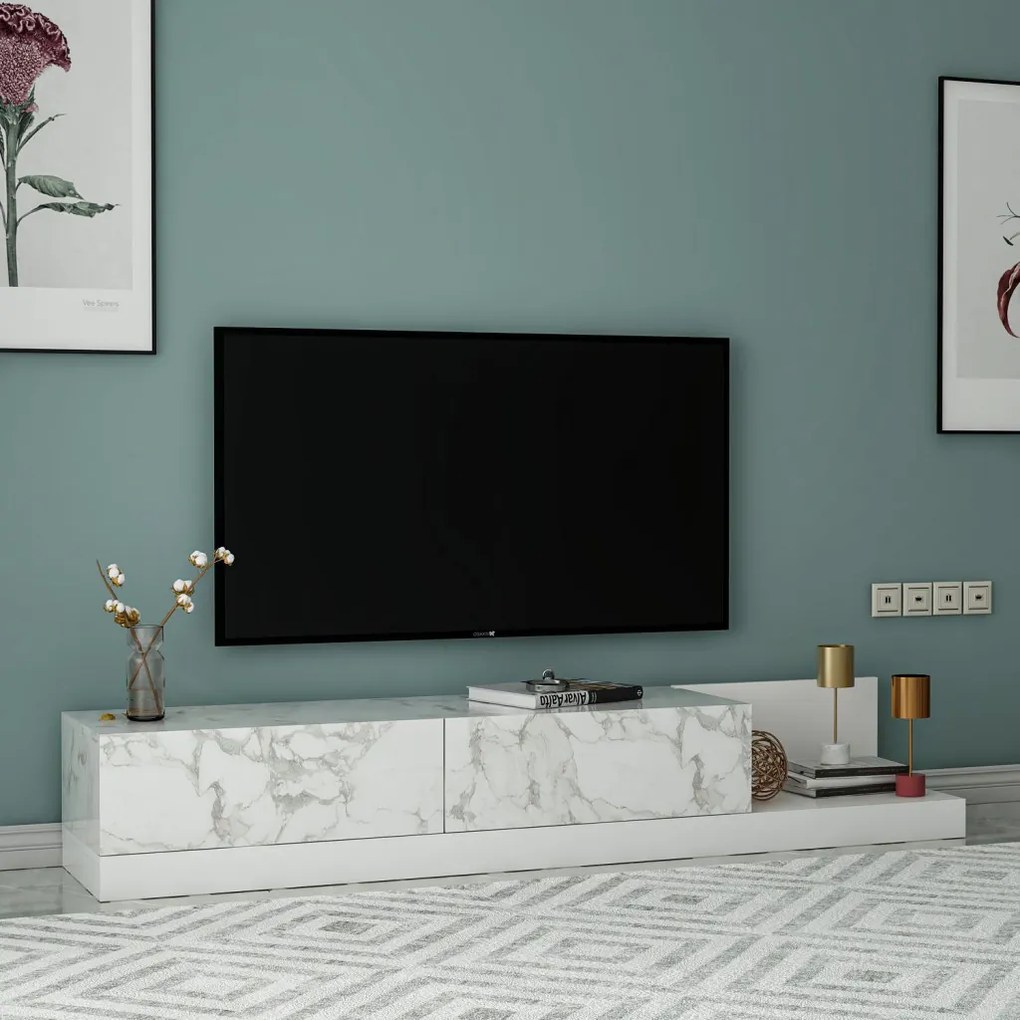 Major TV-állvány, márvány-fehér, 180 cm