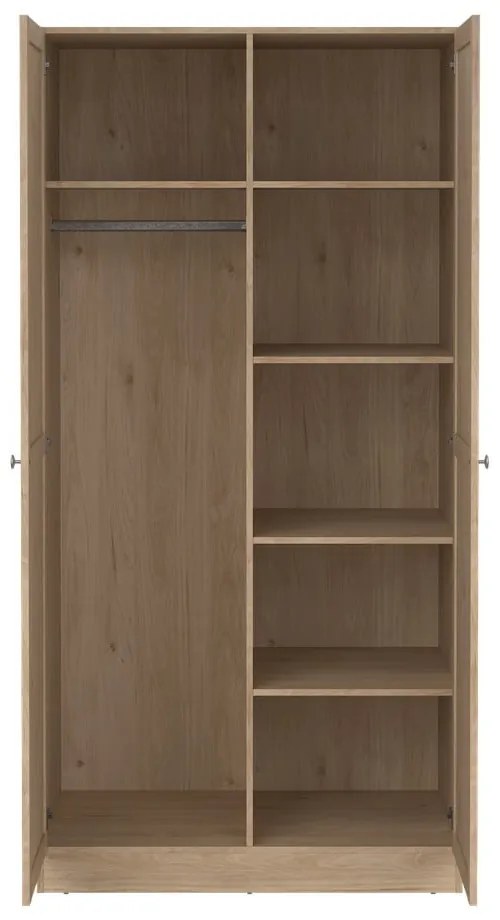 Natúr színű ruhásszekrény tölgyfa dekorral 99x200x62 cm Billund – Tvilum