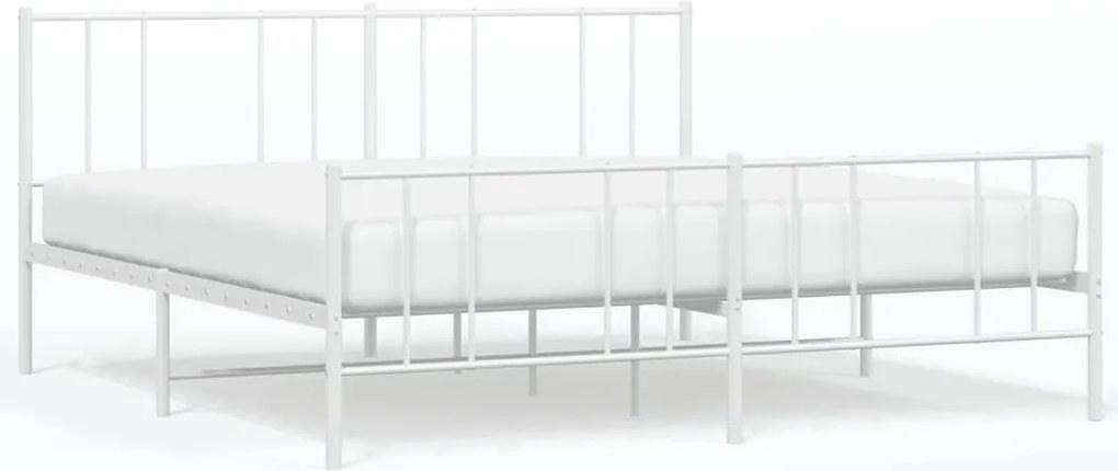 vidaXL fehér fém ágykeret fej- és lábtámlával 200x200 cm