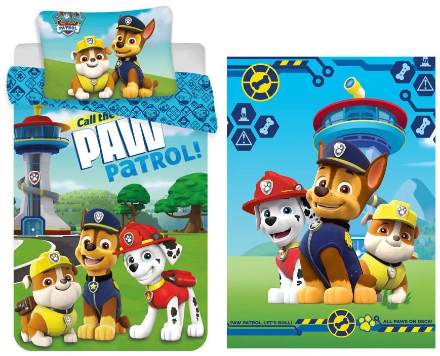 Mancs Őrjárat gyerek, ovis ágyneműhuzat és polár takaró szett (Tower)