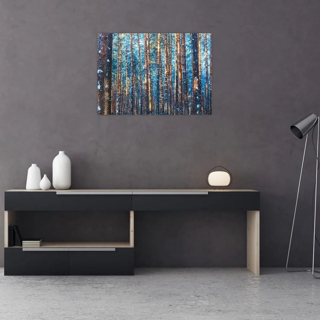 Kép - téli erdő (üvegen) (70x50 cm)