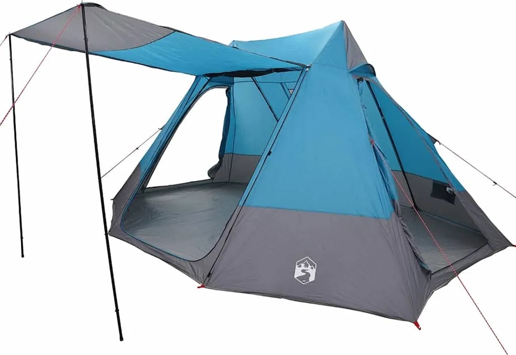 vidaXL Kempingssátor tetővel tárolóval Kék 482 x 360 x 227 cm taft