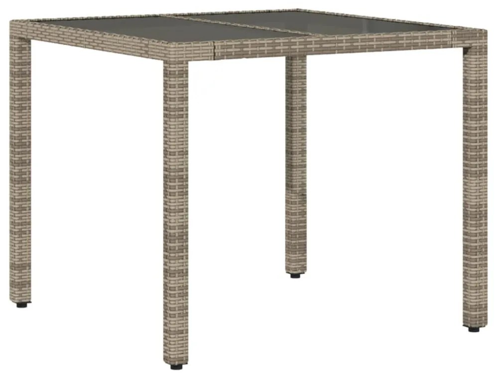 3 részes szürke polyrattan/üveg kerti étkezőgarnitúra párnával