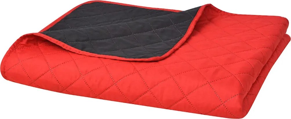 vidaXL 170x210 cm kétoldalas steppelt ágytakaró vörös és fekete