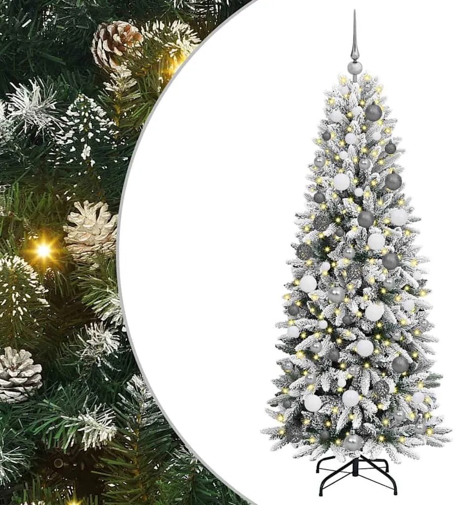 Műkarácsonyfa LED -es lámpákkal Fehér 180cm PVC