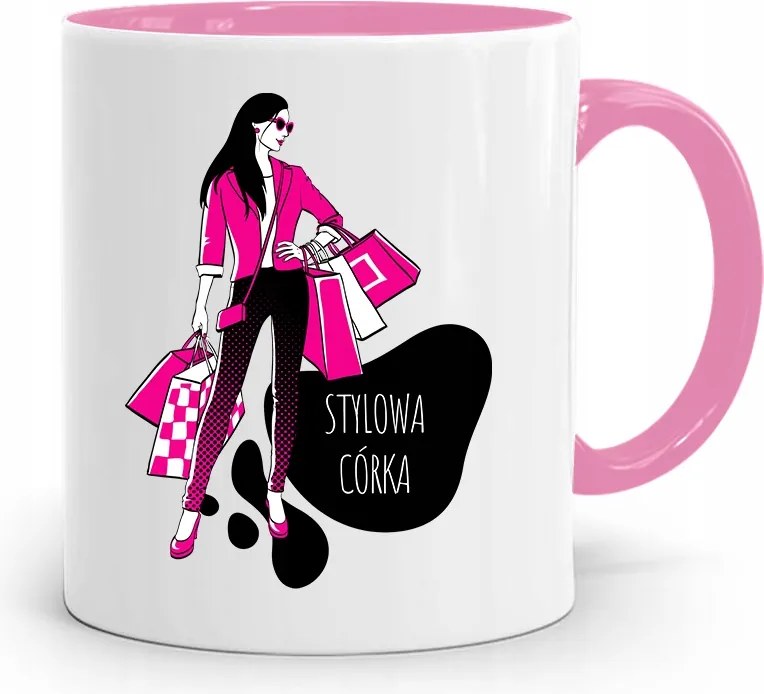 Rózsaszín Bögre Ajándék Lányának Stílusos Lánya fényképes nyomattal