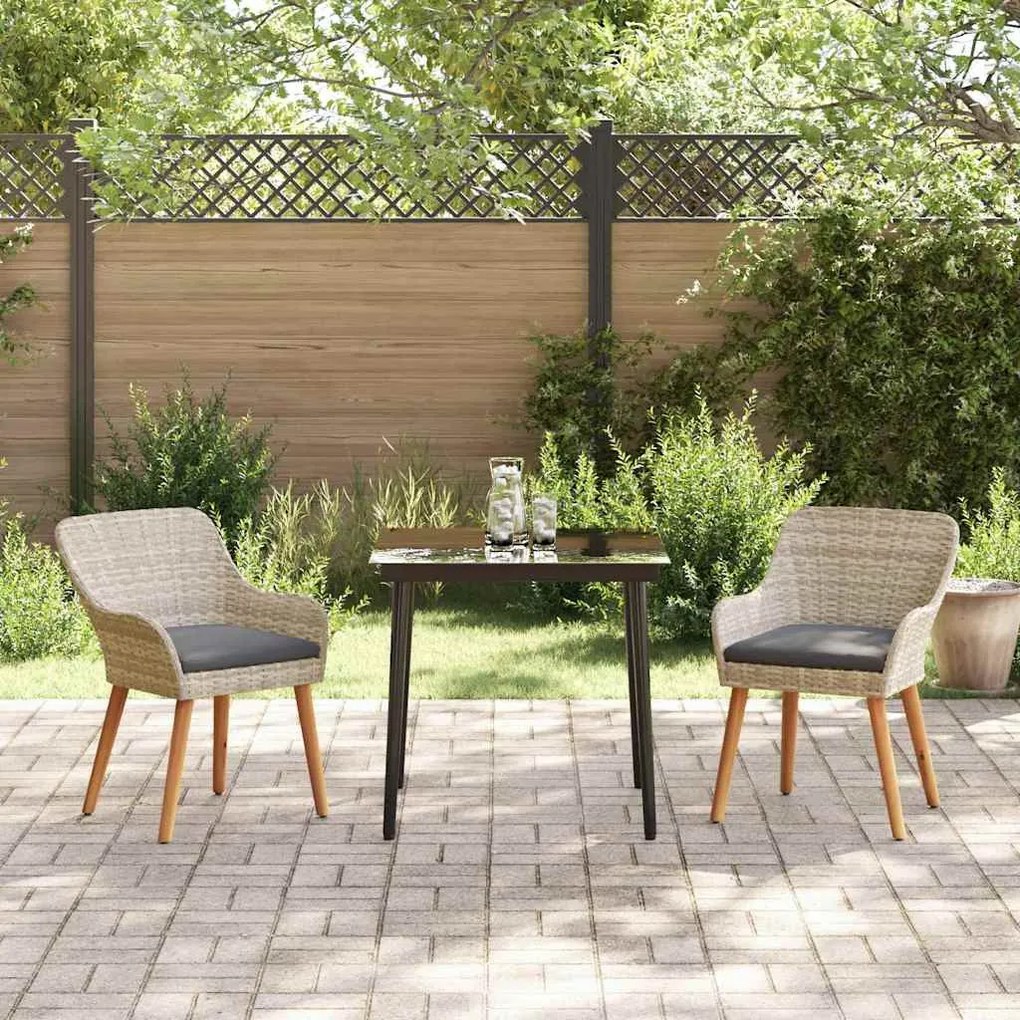 Étkezőgarnitúra 3 pcs Világosszürke Poli rattan