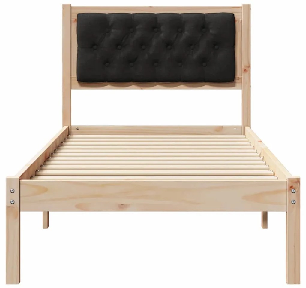 Ágykeret fejtámlával Fekete 75 x 190 cm szövet