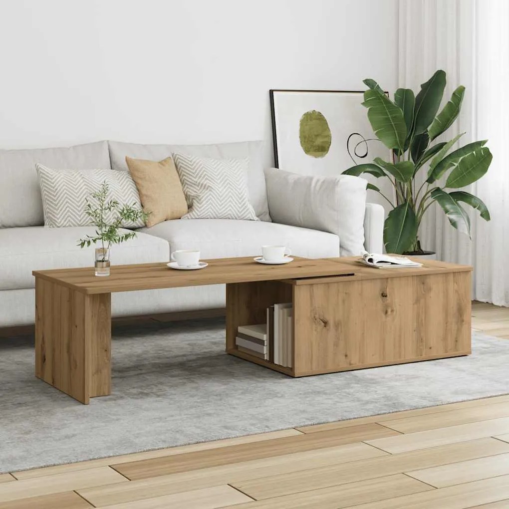 kézműves tölgy színű szerelt fa dohányzóasztal 150x50x35 cm