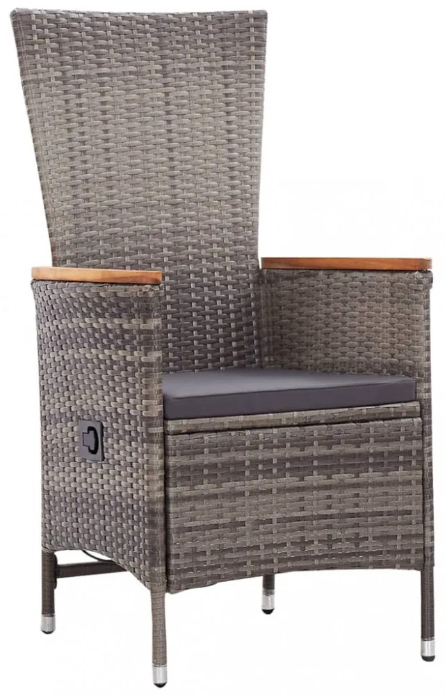2 db szürke polyrattan kültéri szék párnával