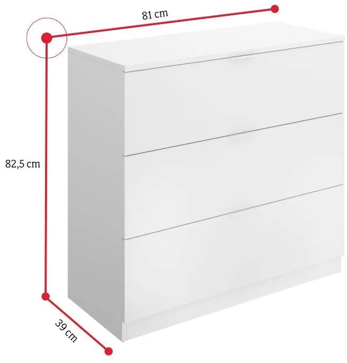 LAGOS komód, 81x82,5x39, fehér