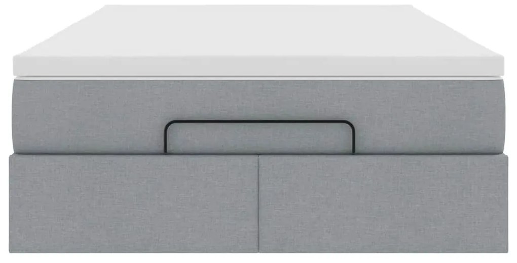 Ottomán ágykeret matraccal világosszürke 120x190 cm szövet