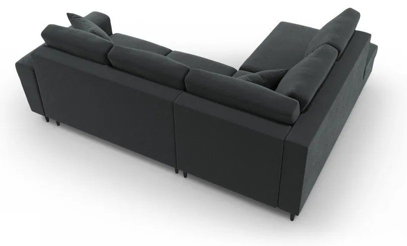 Sötétszürke bársony kinyitható tárolóhelyes sarokkanapé (bal oldali-L alakú) Kyoto – Cosmopolitan Design