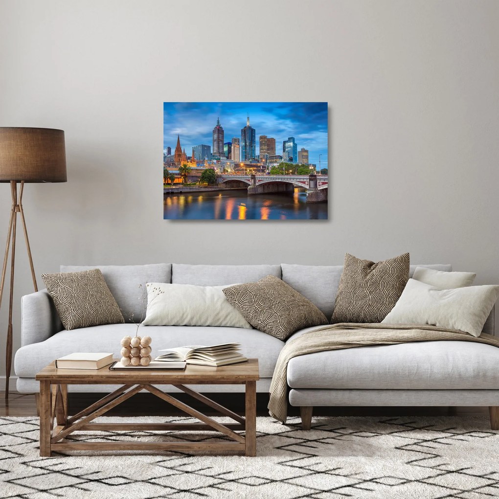 Melbourne város képe (üvegen) (70x50 cm)
