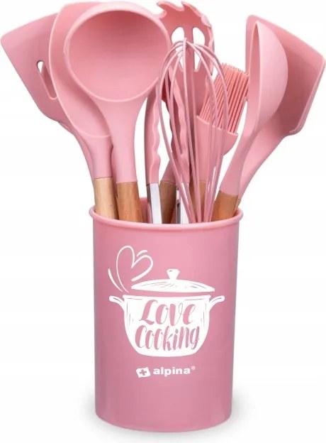 Konyhai eszköz készlet 12 darabos rózsaszín