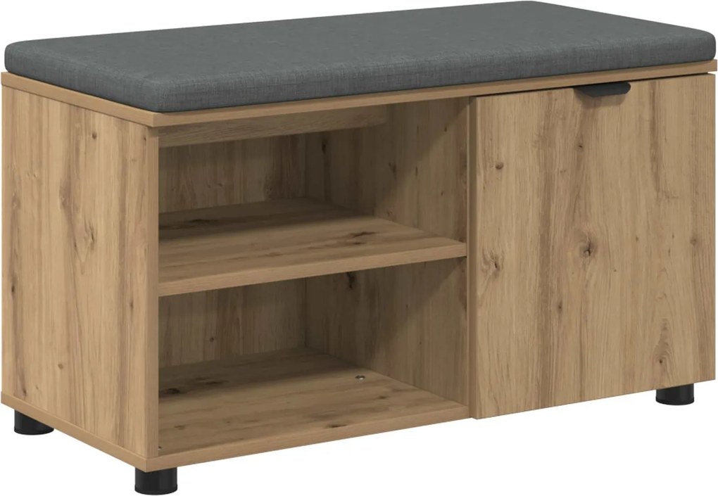 vidaXL Előtér pad Kézműves Tölgy 80 x 38 x 46 cm Műanyag Fa és Szövet