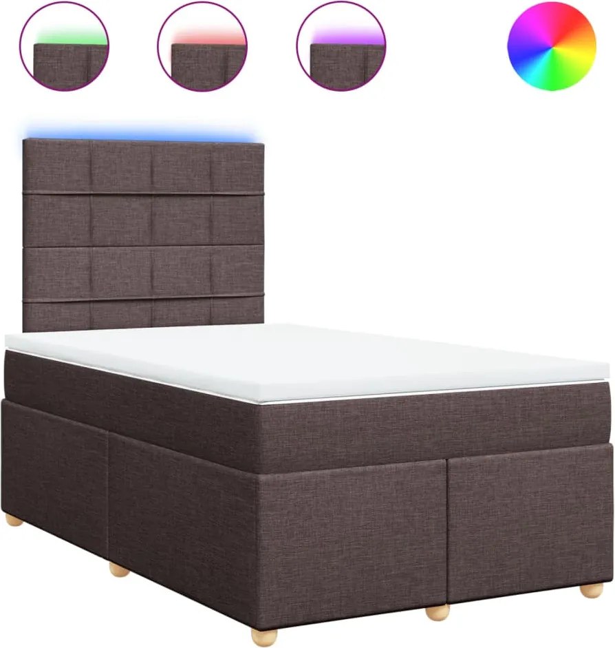 vidaXL sötétbarna szövet rugós ágy matraccal 120 x 200 cm