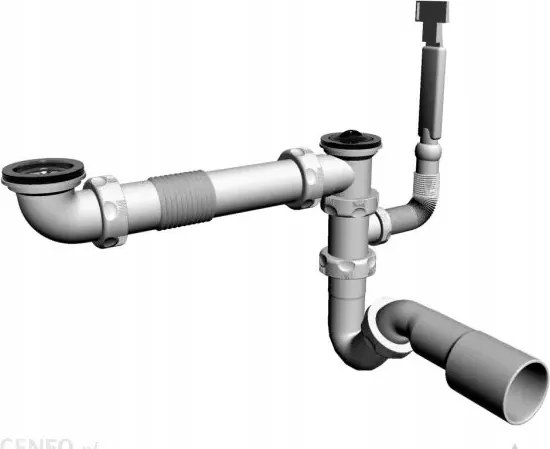 Mosogató Szifon 50 Mm-es Mosogatóhoz, Dupla Túlfolyóval 2 Kamrás